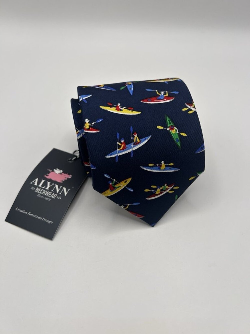 Alynn Neckwear Men "KAYAKS" By Eric Holch 100% Silk Tie Hand Made 57"